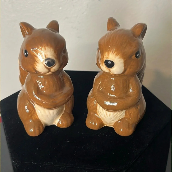 Other - Squirrel Ceramic Brown and Ivory Vintage Fall Harvest Salt and Pepper Shakers